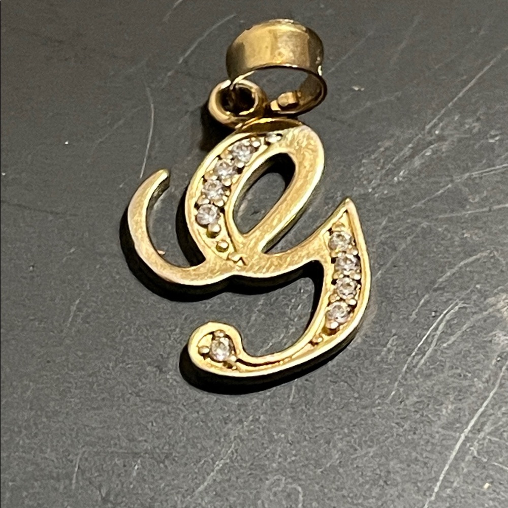 Gold Initial Pendant with Crystals